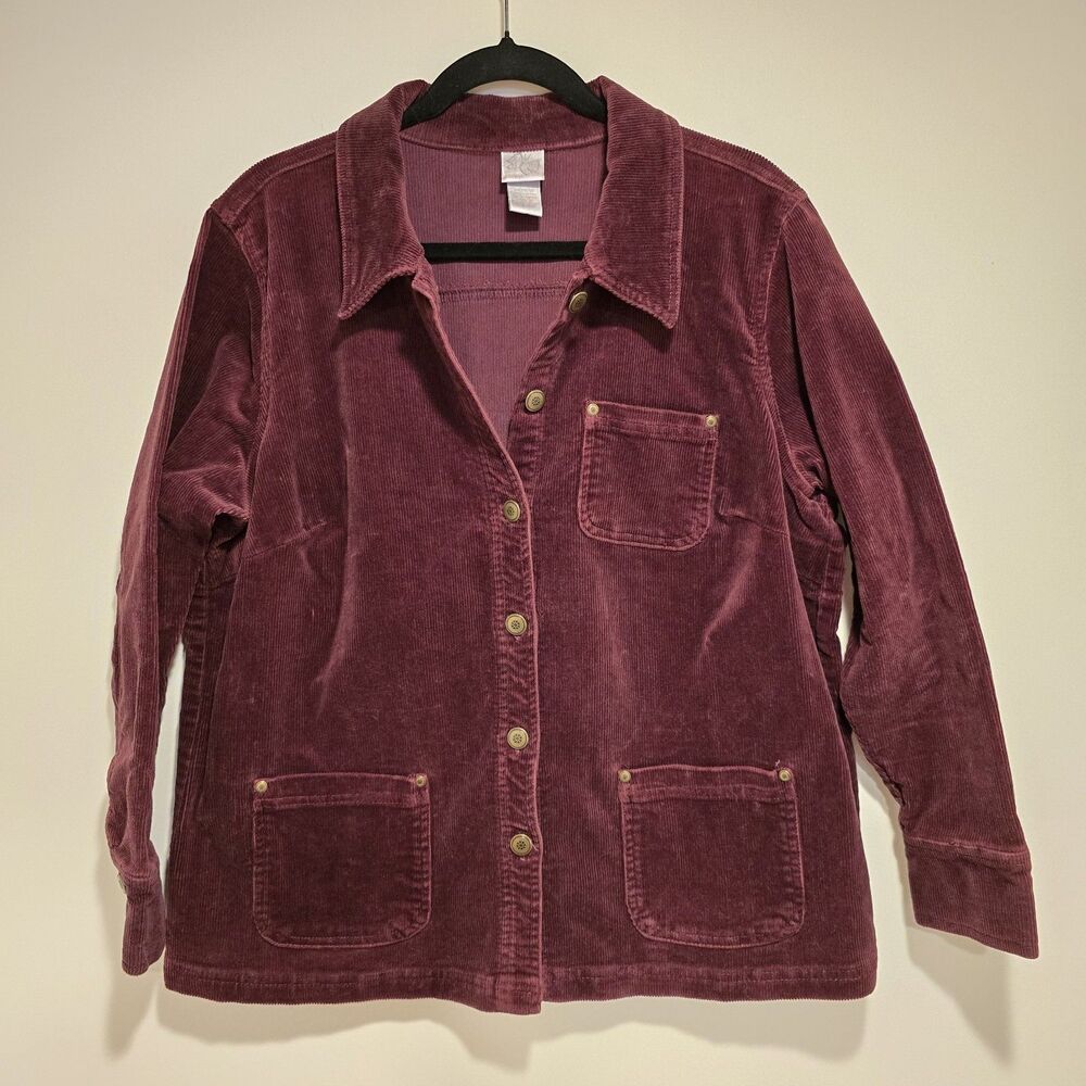 Vintage Y2K 90s Corduroy Jacket 14/16W Womens Indie Western Barn Chore Maroon